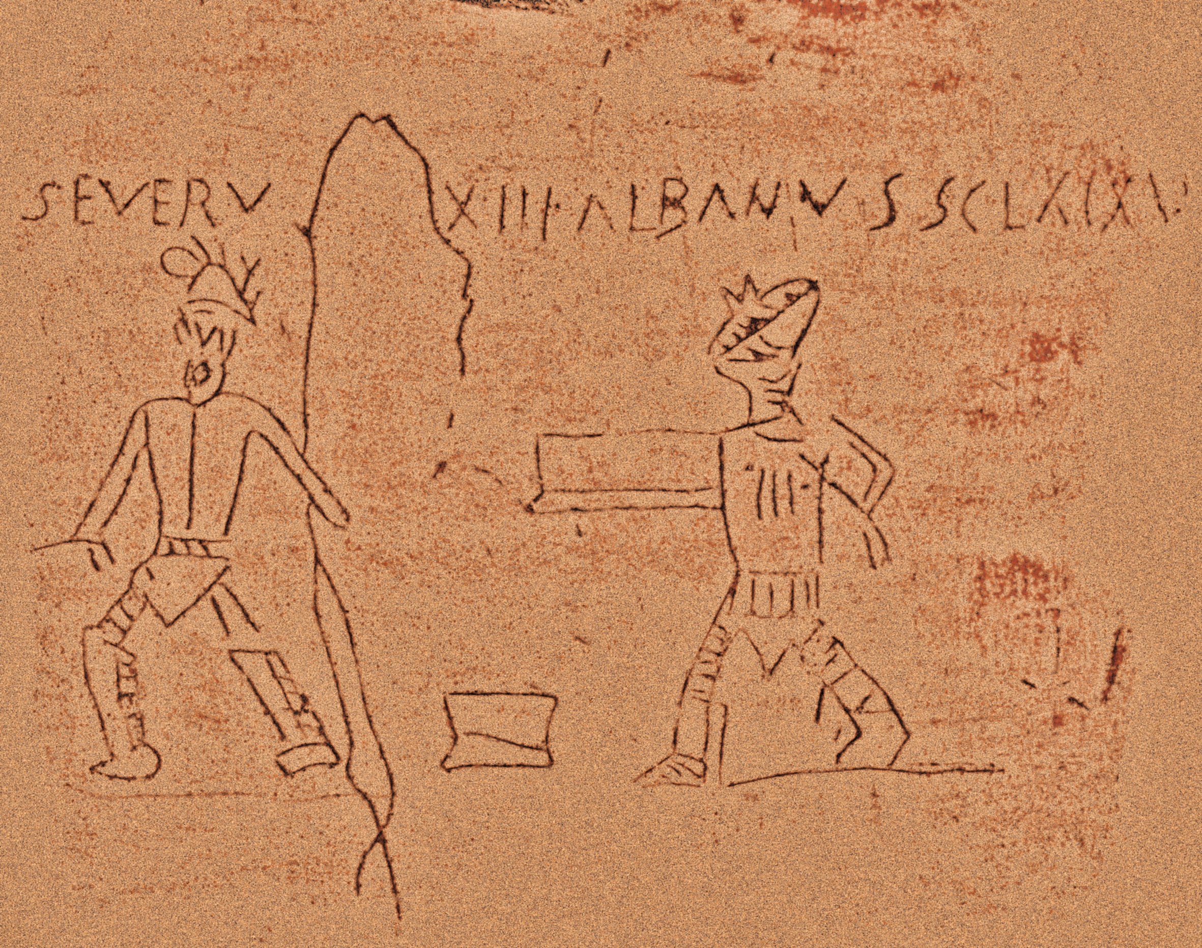 Graffiti von Gladiatoren-Fans in Pompeji, um 70 n. Chr.